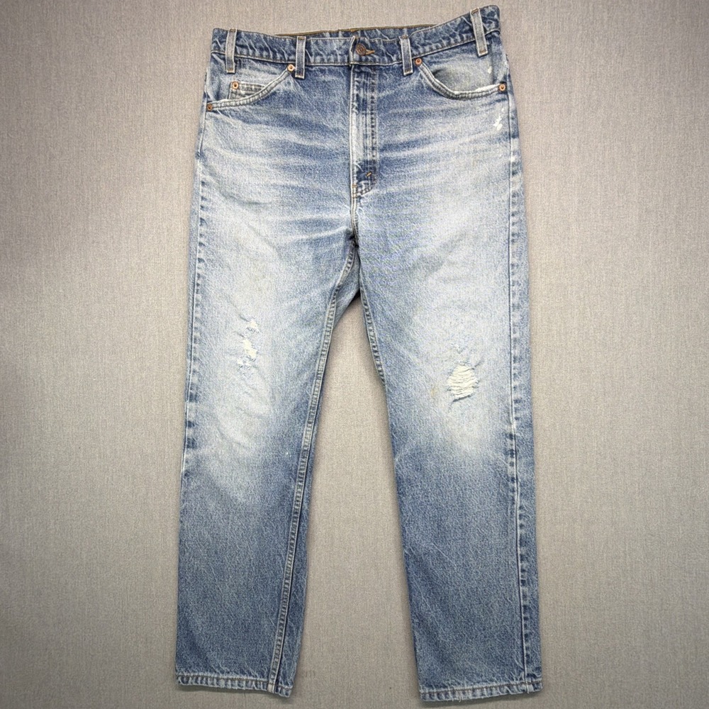 Levis 505 Orange Tab Jeans 36x30 (Fits 34x29) Made In USA Distressed Insane Fade